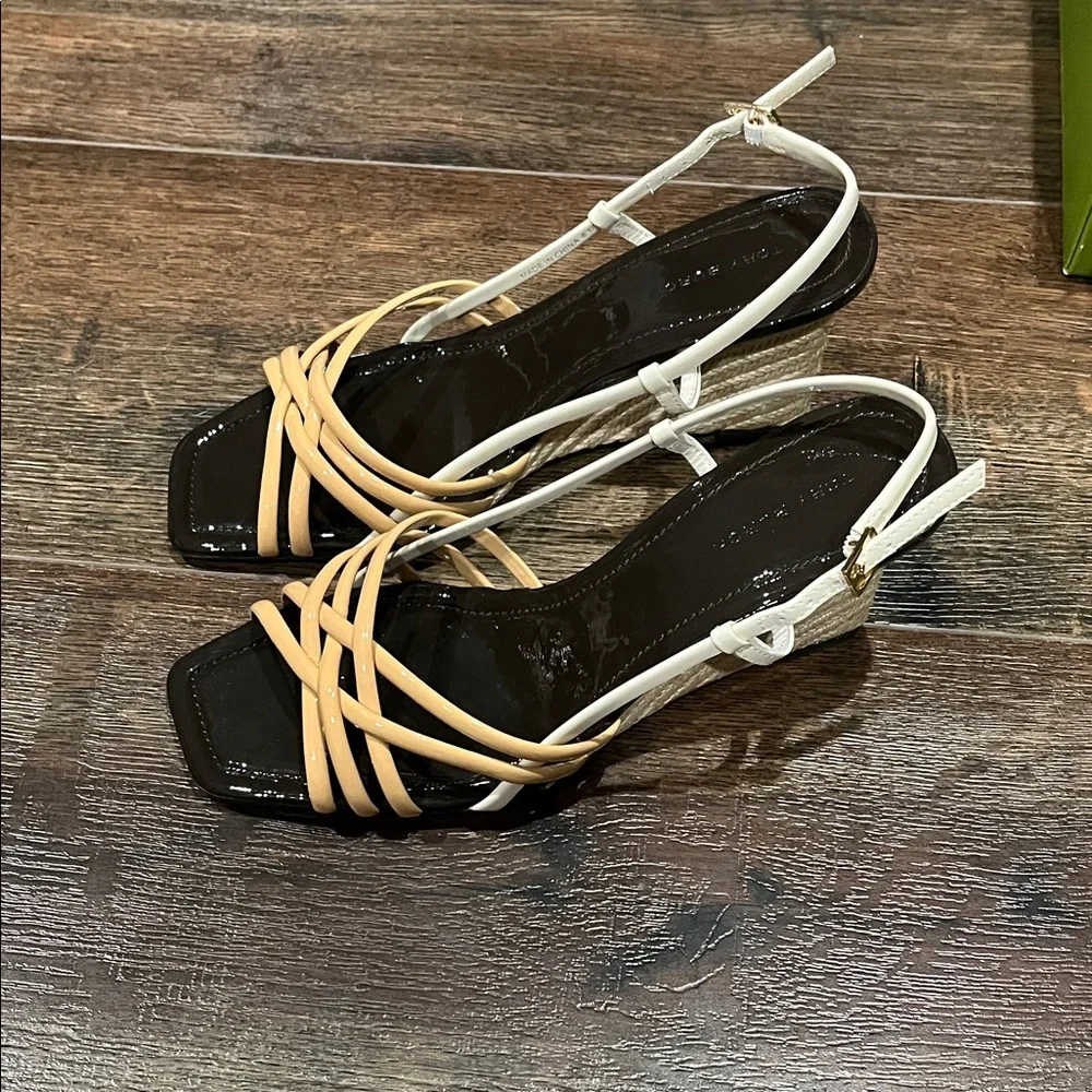 New Tory Burch Multi Strap 75MM Wedge Sand - Picture 6 of 7
